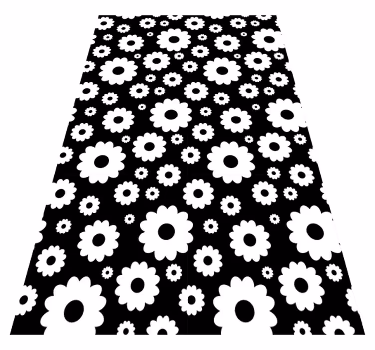 Vinyl teppich blumen in schwarzweiß gänseblümchen - TenStickers