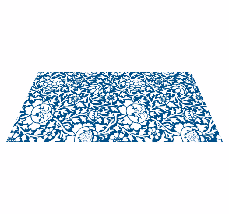 Vinyl teppich blumen marineblaue flora - TenStickers
