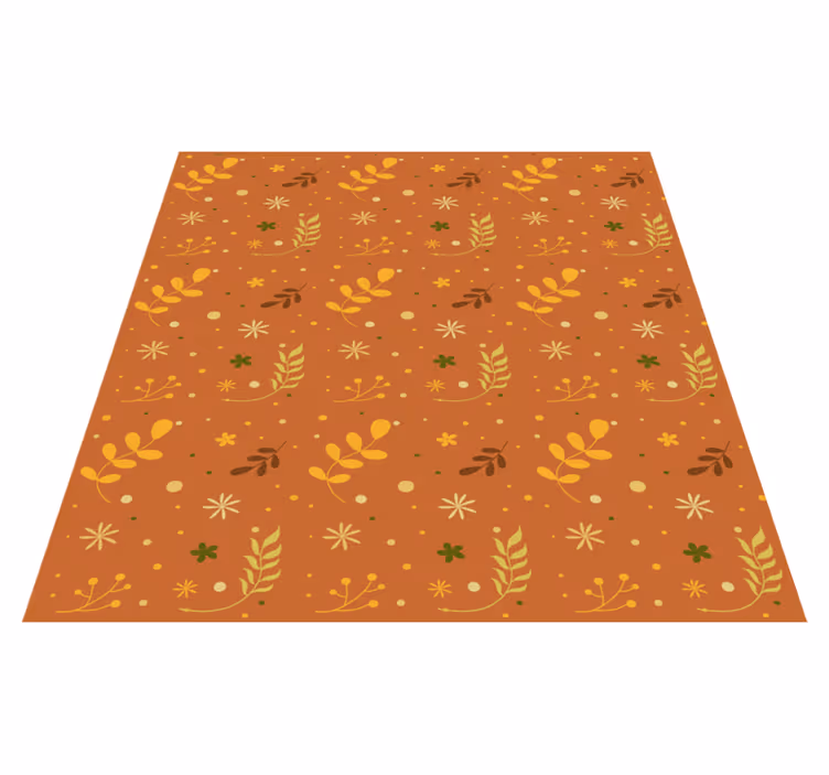 Vinyl teppich blumen im design orangefarbener blätter - TenStickers