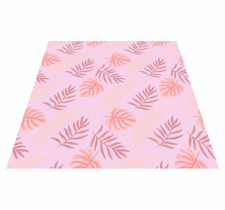 Vinyl teppich blumen im pinken tropischen blätterdesign - TenStickers