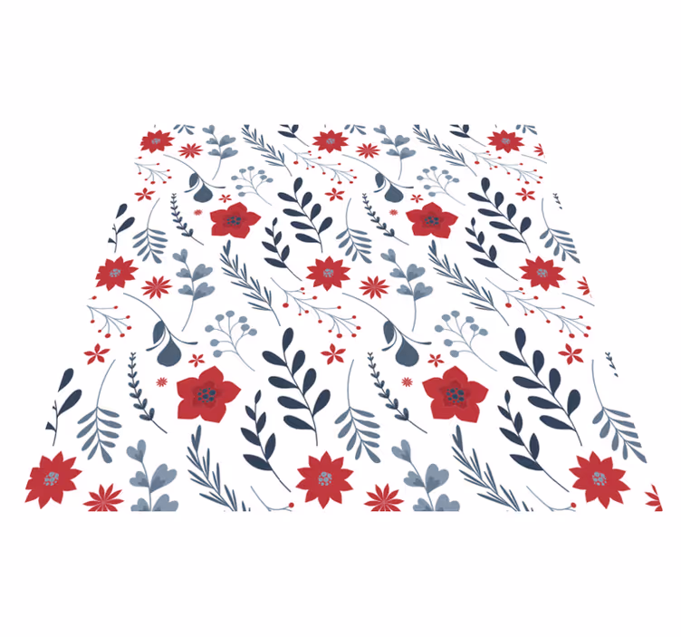 Vinyl teppich blumen in weiß und rot - TenStickers
