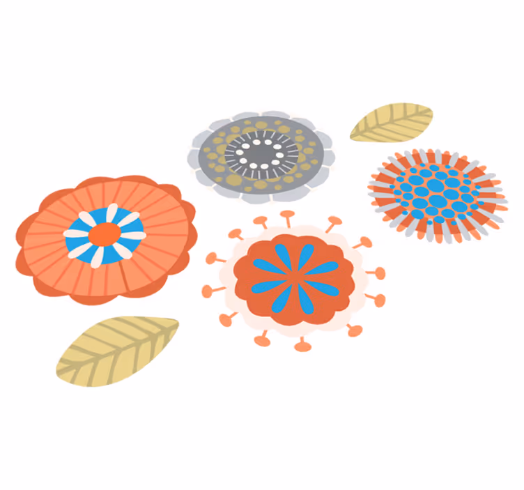 Vinyl teppich blumen in bunten blütenformen - TenStickers