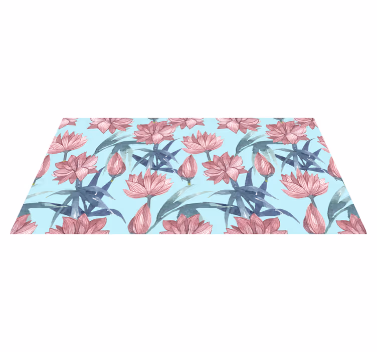 Vinyl teppich blumen in blauen aquarellblüten - TenStickers