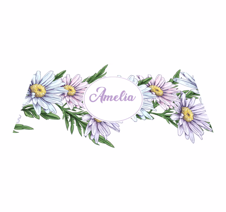 Vinyl teppich blumen mit gänseblümchen design und namen - TenStickers