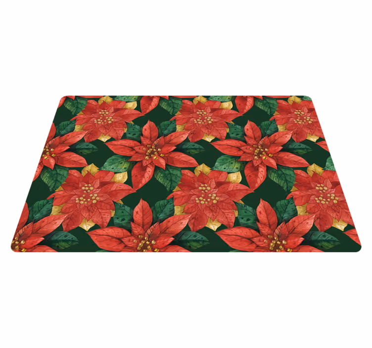 Vinyl teppich blumen schönes weihnachtsmuster rot grün - TenStickers