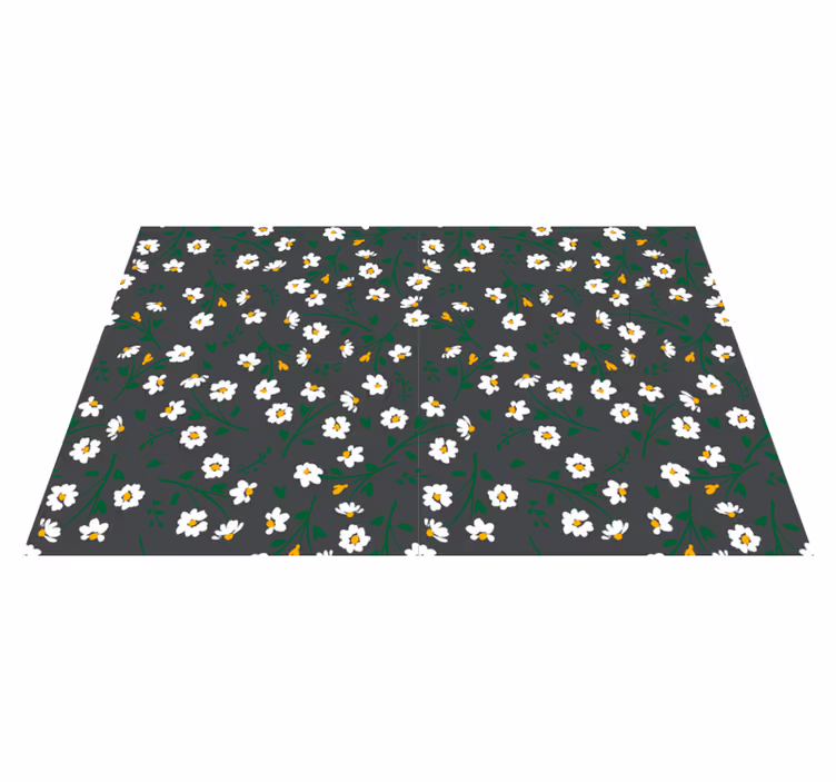 Vinyl teppich blumen auf grauem hintergrund - TenStickers