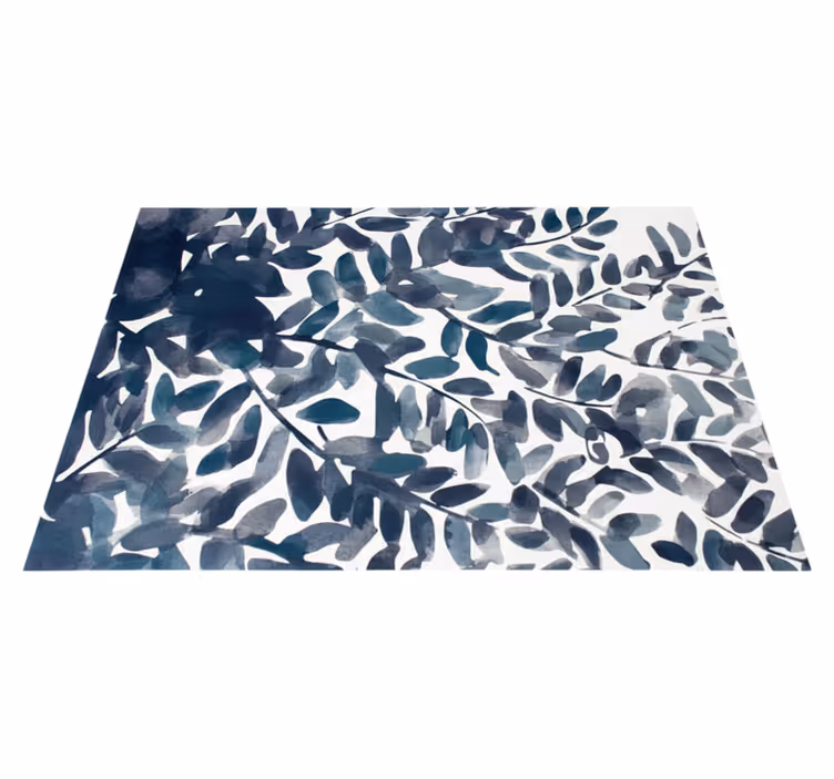 Vinyl teppich blumen blaues aquarell blattmuster - TenStickers