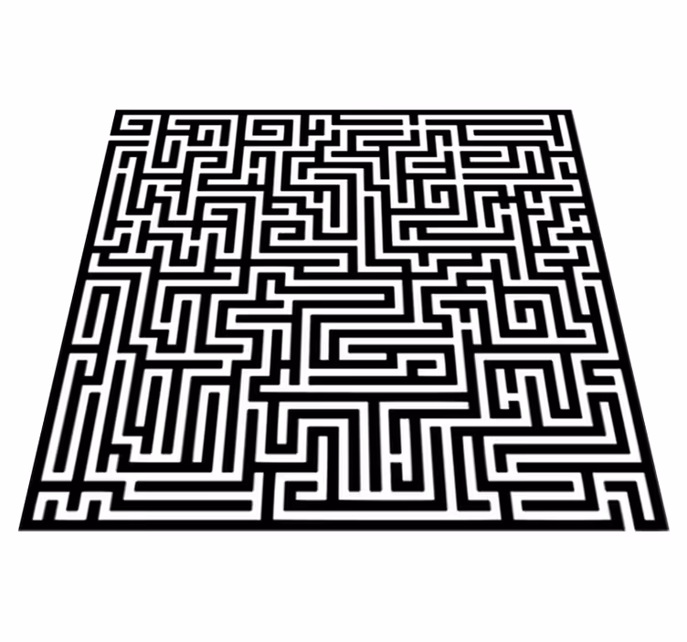 Vinyl teppich esszimmer schwarz-weiß labyrinth - TenStickers