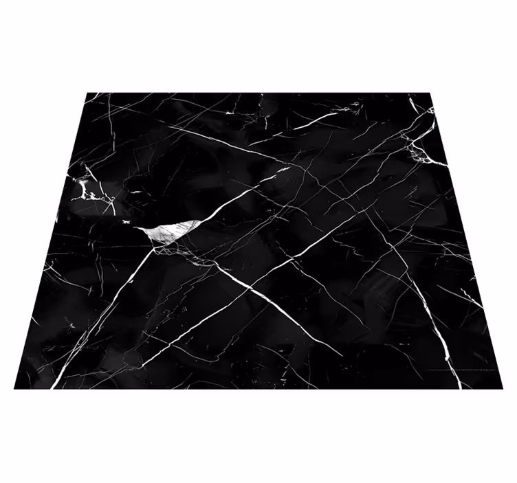 Vinyl teppich esszimmer in schwarzem marmorlook - TenStickers