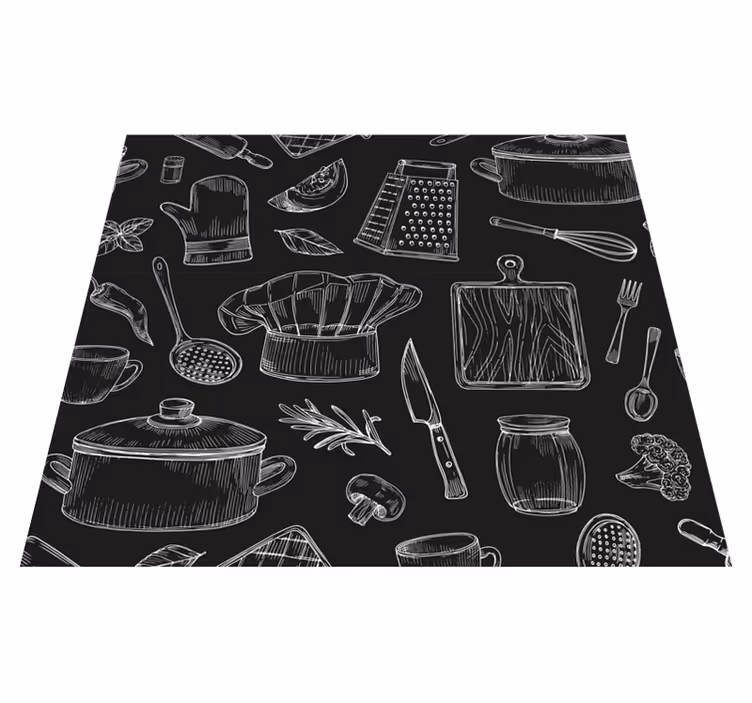 Vinyl teppich küche mit elegantem besteck - TenStickers