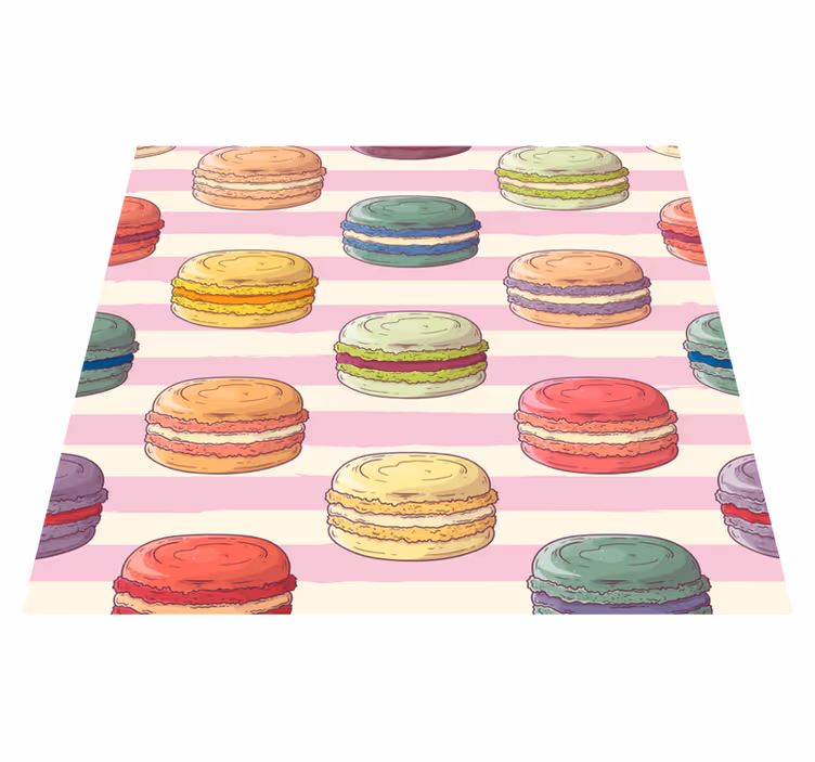 Vinyl teppich küche mit retro macarons design - TenStickers