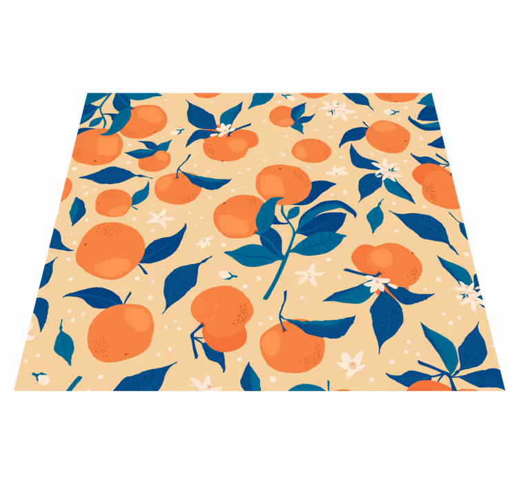 Vinyl teppich küche mit orangefarbenem obstmuster - TenStickers