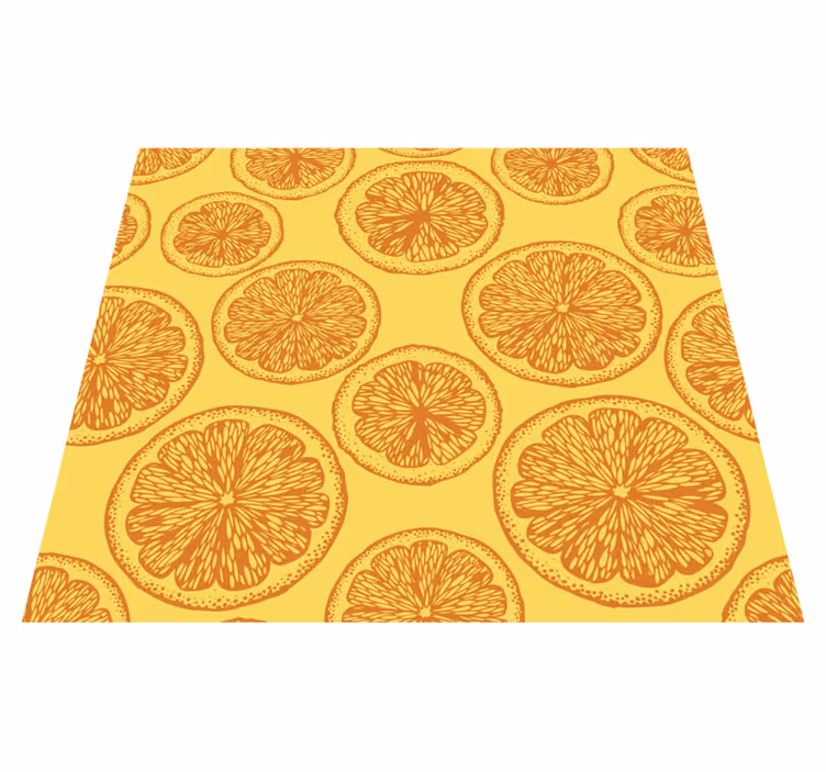 Vinyl teppich küche mit orangefarbigem handmuster - TenStickers