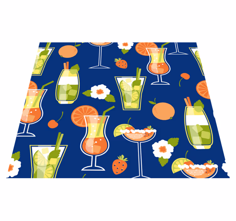 Vinyl teppich küche mit vintage cocktails design - TenStickers