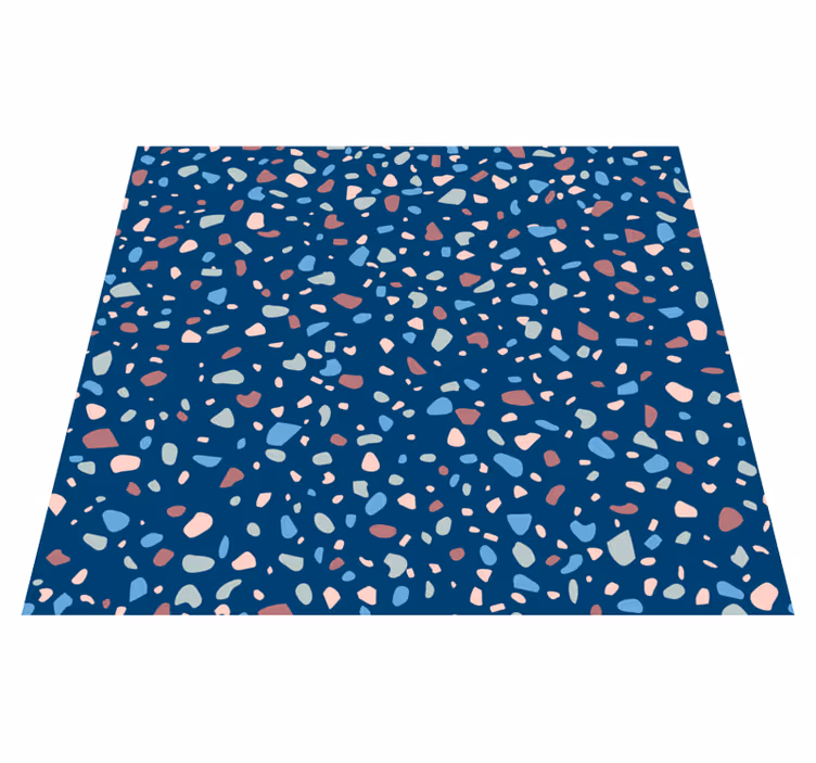 Vinyl teppich küche in dunkelblauem terrazzo - TenStickers