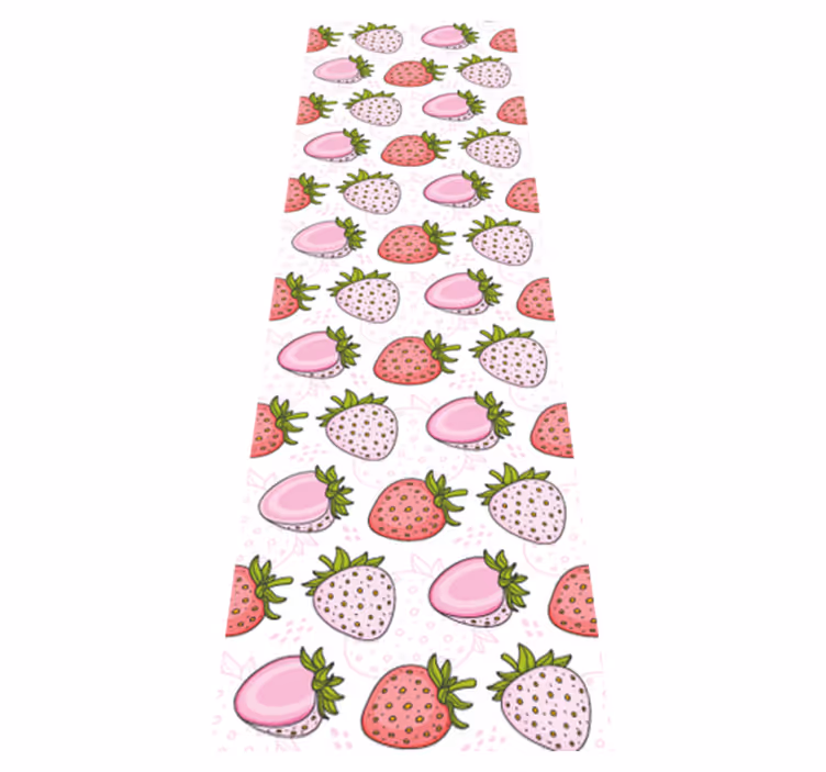 Vinyl teppich küche mit nahtlosen rosa und roten erdbeeren - TenStickers