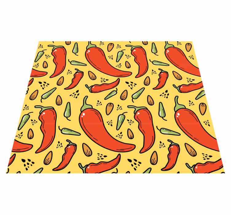 Vinyl teppich küche in rot und grün chili - TenStickers