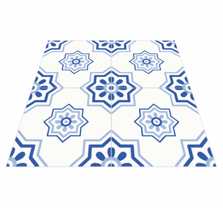 Vinyl teppich bad mit blauer fliesenhaftung - TenStickers