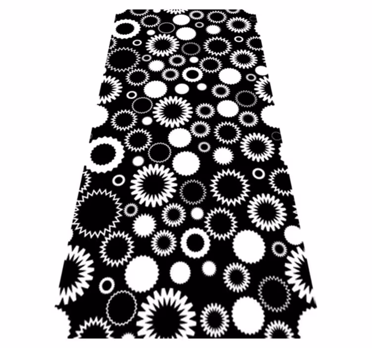 Vinyl teppich bad mit schwarz-weißen sonnenblumen - TenStickers