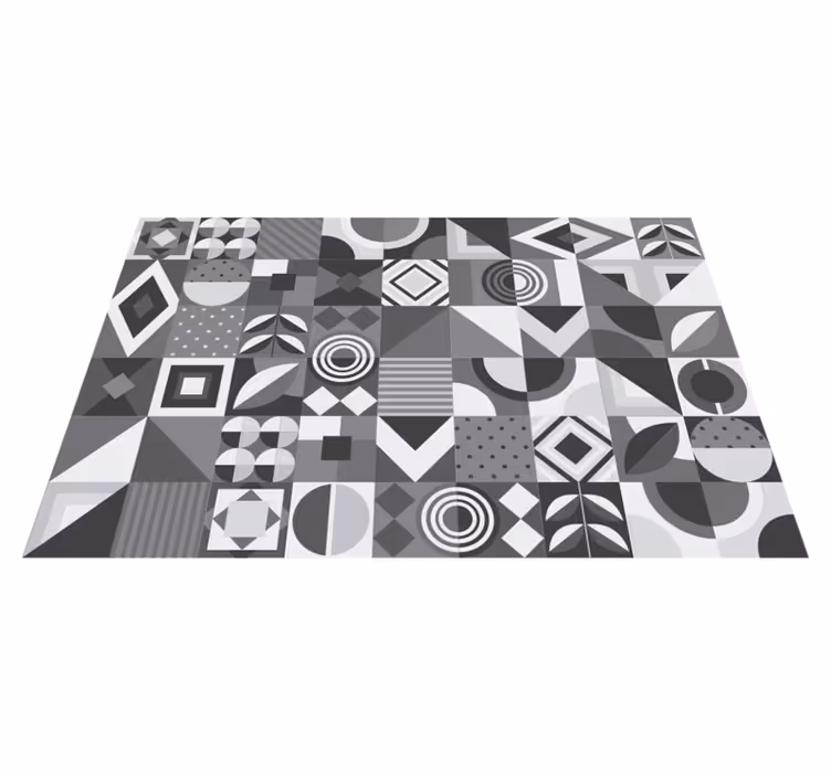 Vinyl teppich bad mit grauen geometrischen fliesen - TenStickers