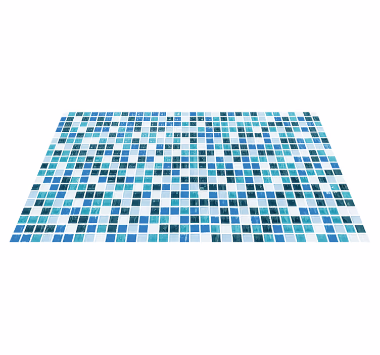 Vinyl teppich bad im blauen mosaikdesign - TenStickers