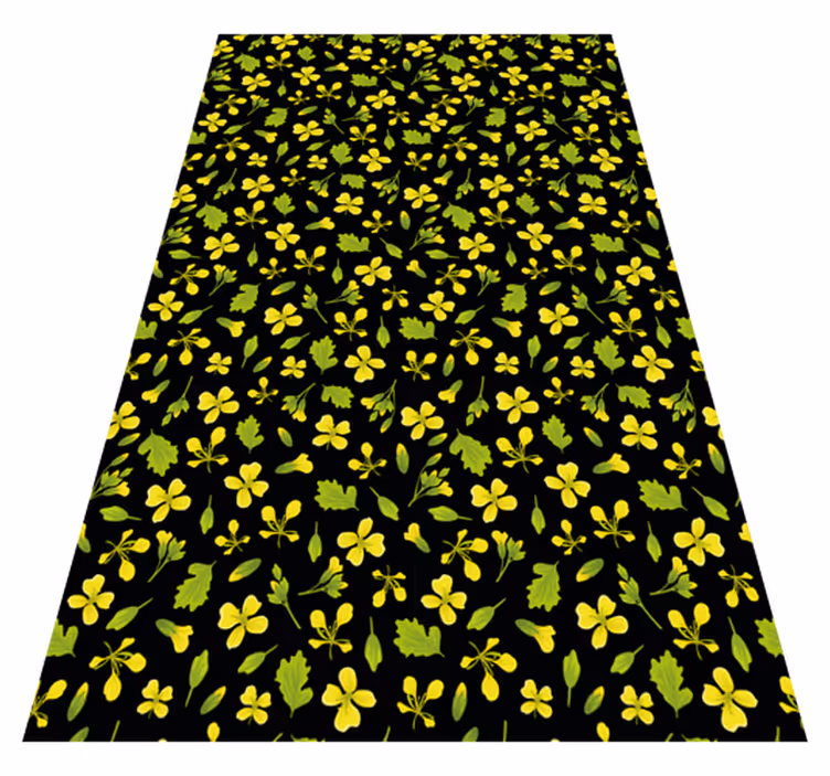 Vinyl teppich blumen schwarzer hintergrund mit gelb - TenStickers