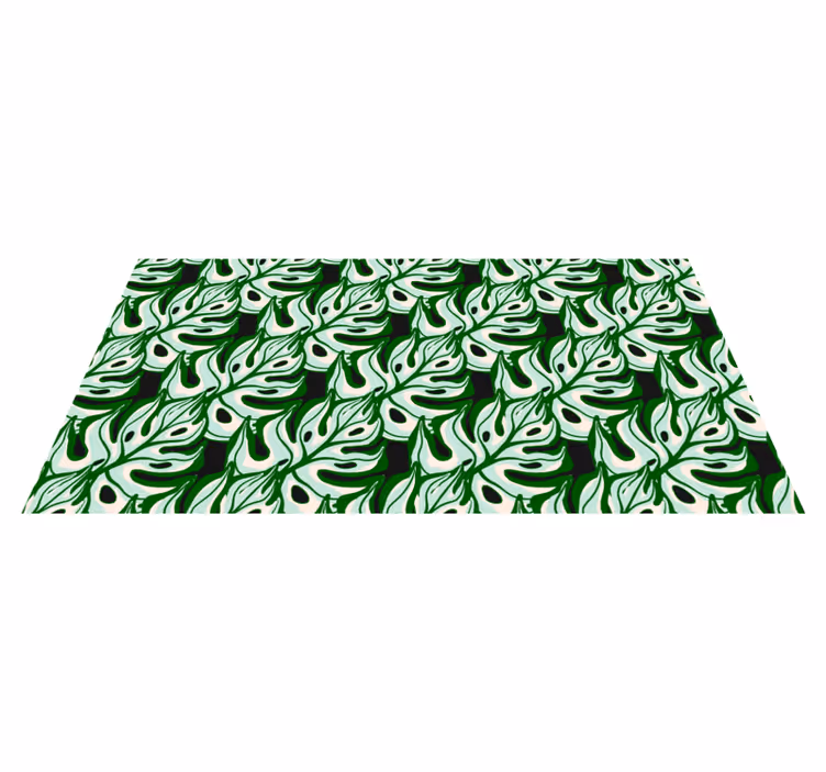 Vinyl teppich blumen mit spritzigem schwarzgrünmuster - TenStickers