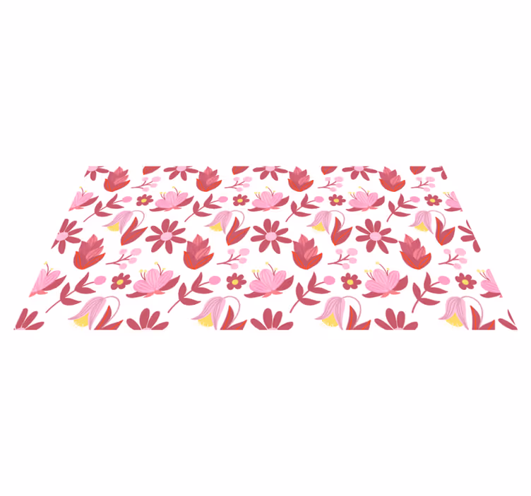 Vinyl teppich blumen in roter polnischer volkskunst - TenStickers
