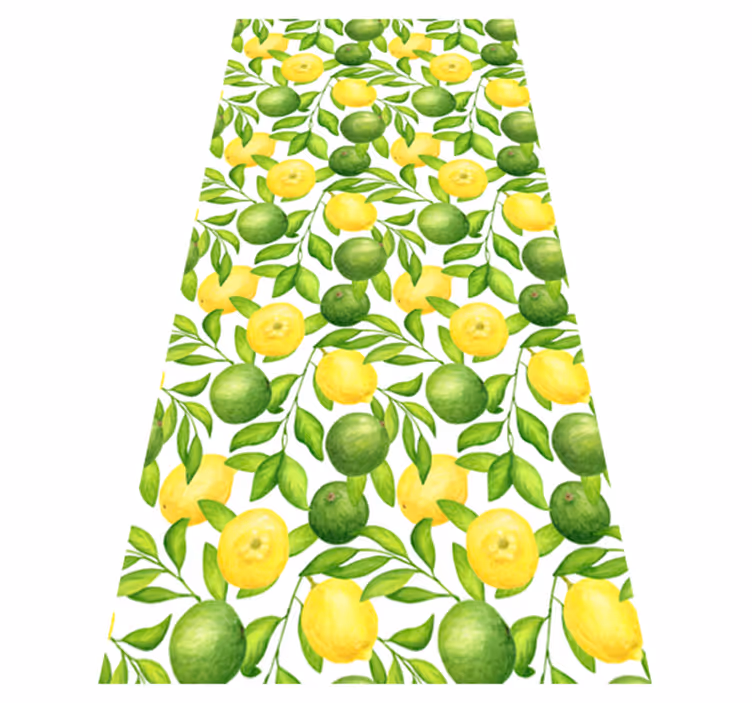 Vinyl teppich blumen zitrone und limette muster - TenStickers