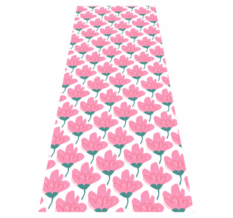 Vinyl teppich blumen in rosa - TenStickers