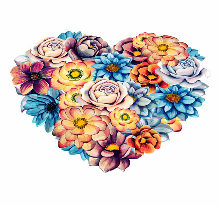 Vinyl teppich blumen herzblumenarrangement - TenStickers