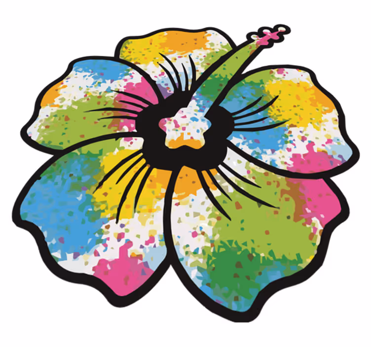 Vinyl teppich blumen bunte hibiskusblüte - TenStickers