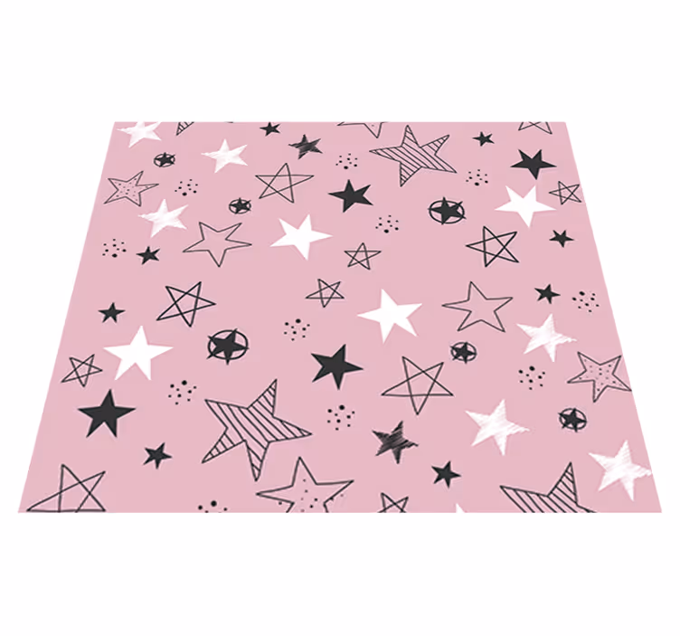 Vinyl teppich sterne pink und schwarzes muster - TenStickers