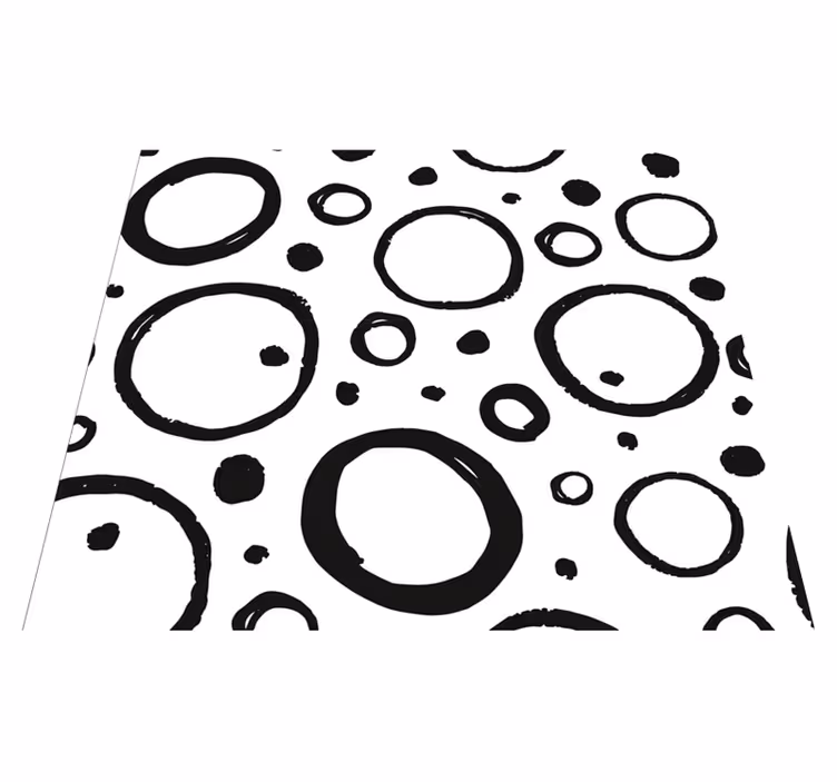 Vinyl teppich geometrisch in schwarz-weiß rund - TenStickers