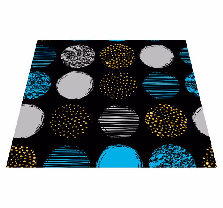 Vinyl teppich geometrisch punkte muster auf schwarz - TenStickers