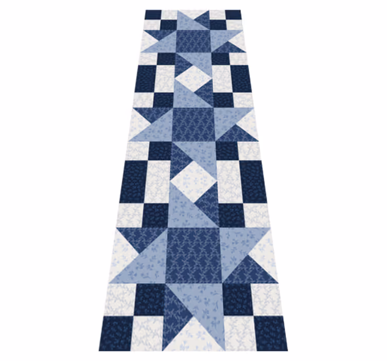Vinyl teppich geometrisch patchwork blau stern dreieck - TenStickers