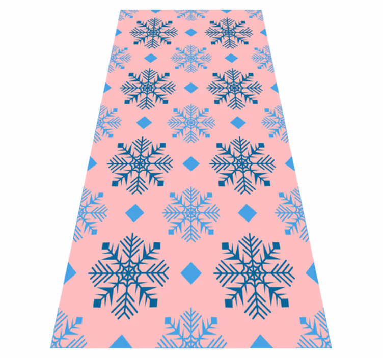 Vinyl teppich weihnachten mit pink und blauen schneeflocken - TenStickers