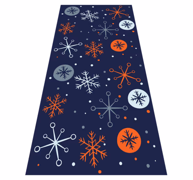 Vinyl teppich weihnachten blaue und orange schneeflocken - TenStickers