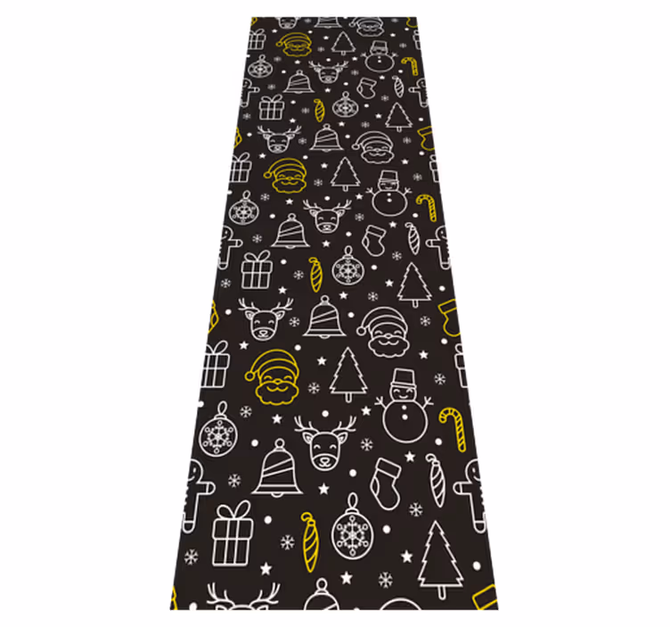 Vinyl teppich weihnachten gelb weißes muster schwarz - TenStickers