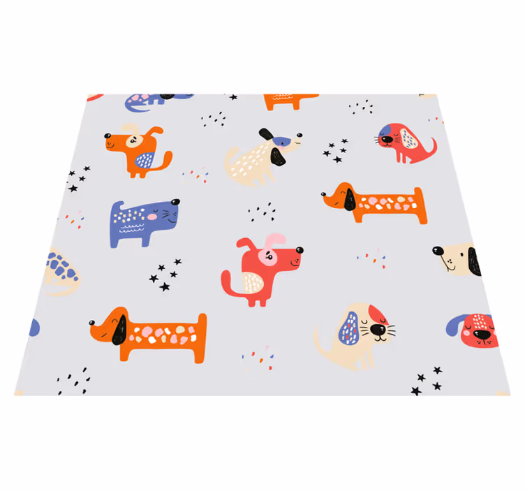 Vinyl teppich schlafzimmer mit illustrierten hunden - TenStickers