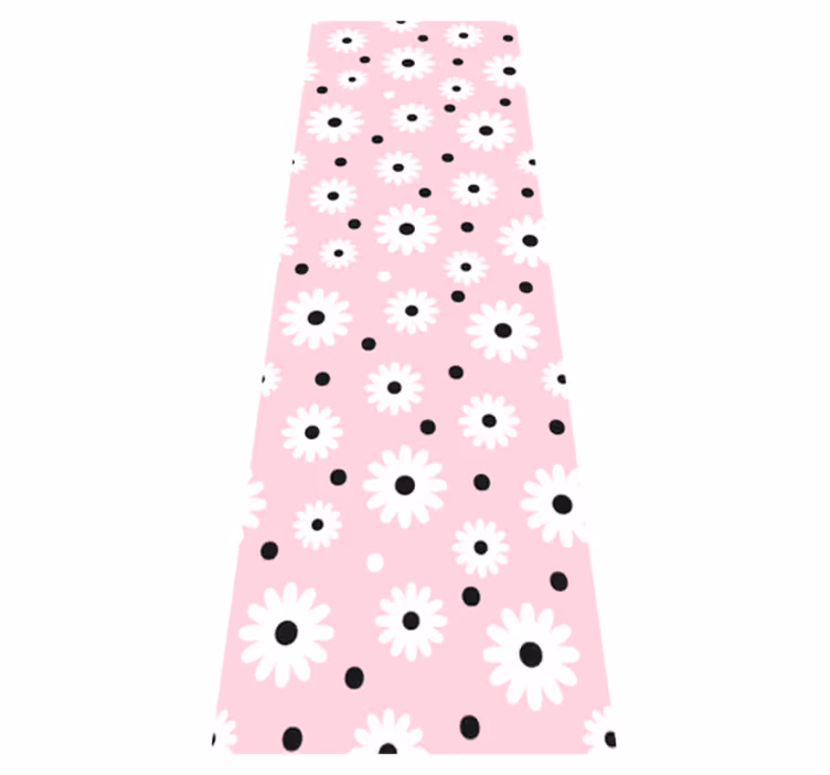 Vinyl teppich schlafzimmer mit pinken punkten und blumen - TenStickers