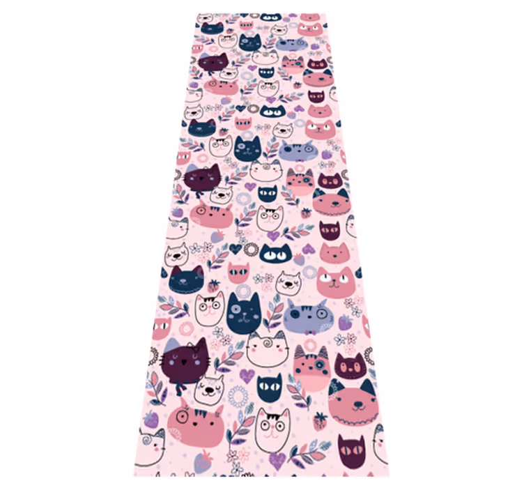 Vinyl teppich schlafzimmer mit pinken katzenmuster - TenStickers