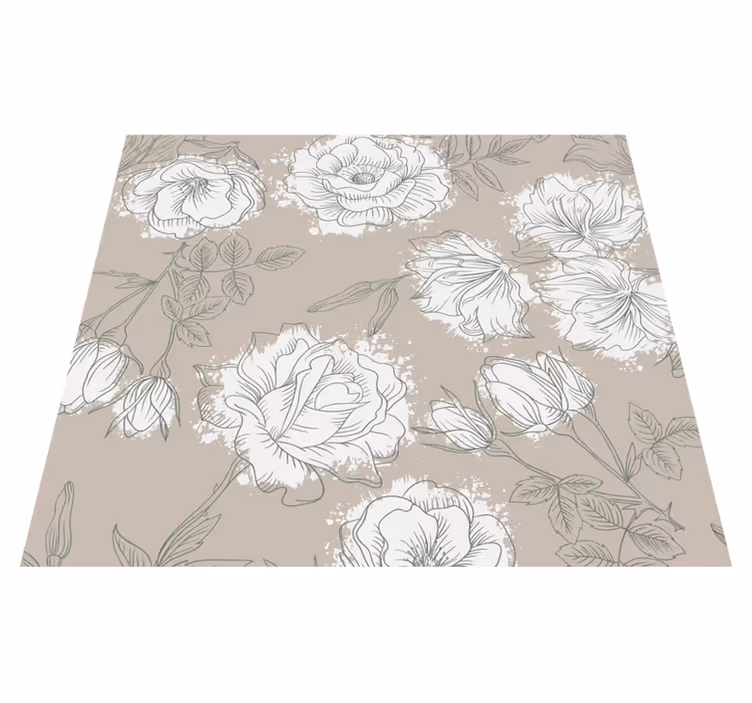 Vinyl teppich schlafzimmer mit vintage pfingstrosen - TenStickers