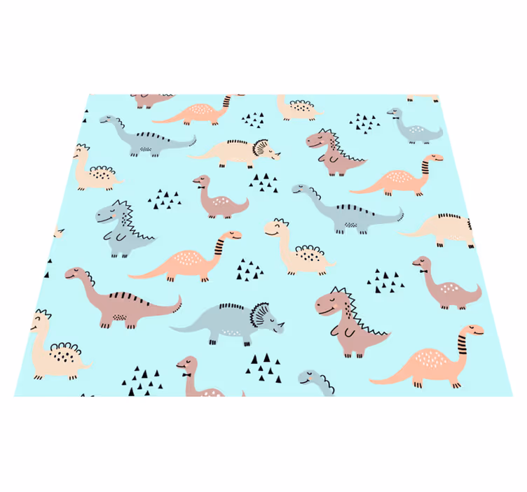 Vinyl teppich schlafzimmer blauer hintergrund mit dinosaurus - TenStickers