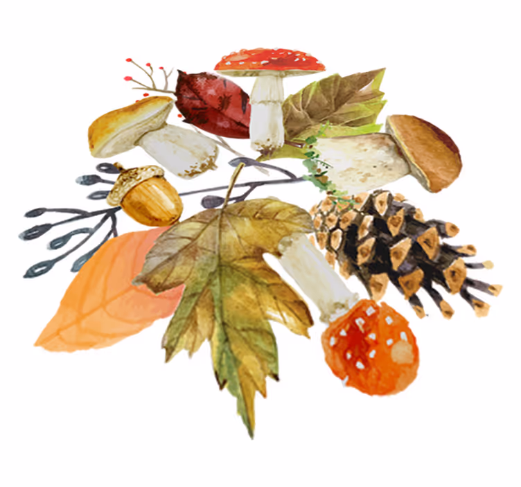 Vinyl teppich natur mit blättern und früchten - TenStickers