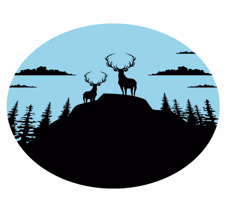 Vinyl teppich natur berg mit rehen - TenStickers