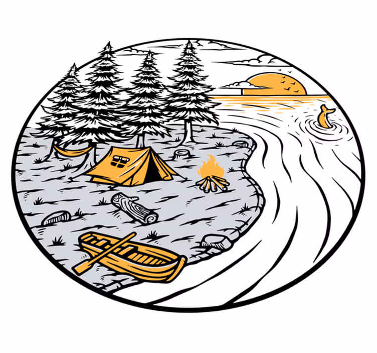 Vinyl teppich natur wohnmobil gelbes landschaftszeichen - TenStickers
