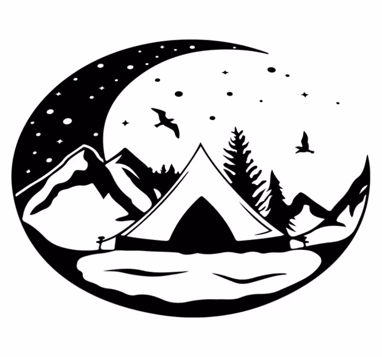 Vinyl teppich natur berge und mond nacht - TenStickers