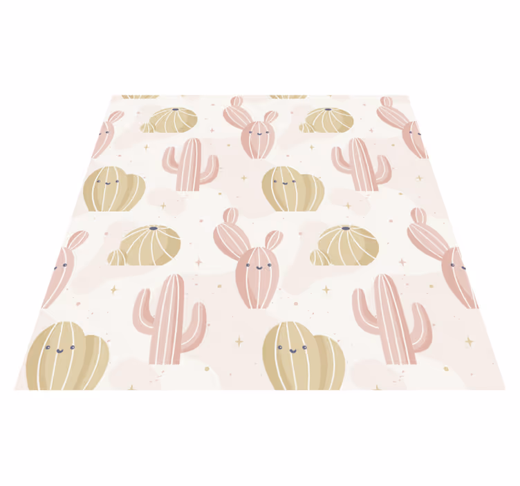 Vinyl teppich natur mit niedlichem kaktusmuster - TenStickers