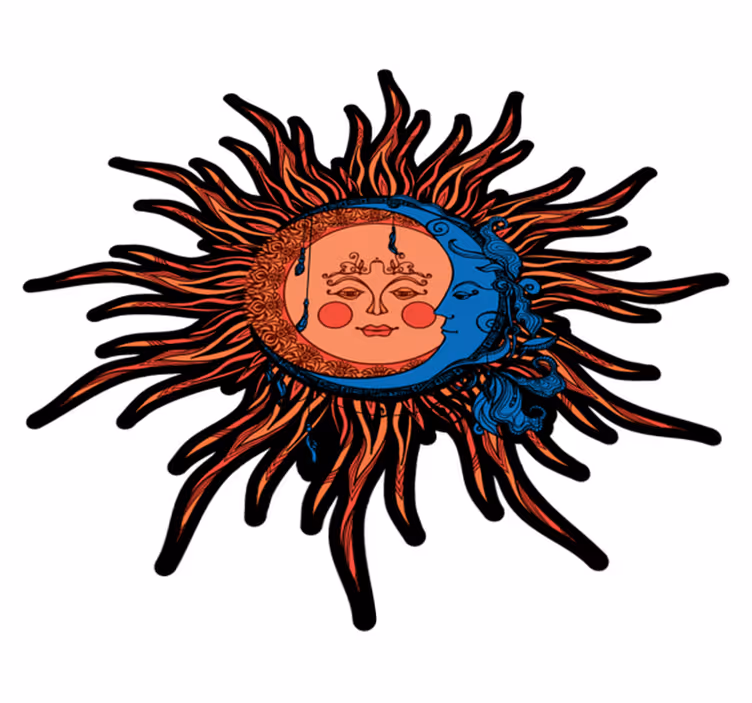 Vinyl teppich natur sonnenmond design - TenStickers